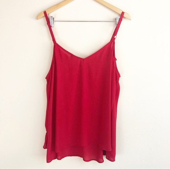 Torrid Red Georgette Asymmetrical Ruffle Cami Top - Picture 8 of 8